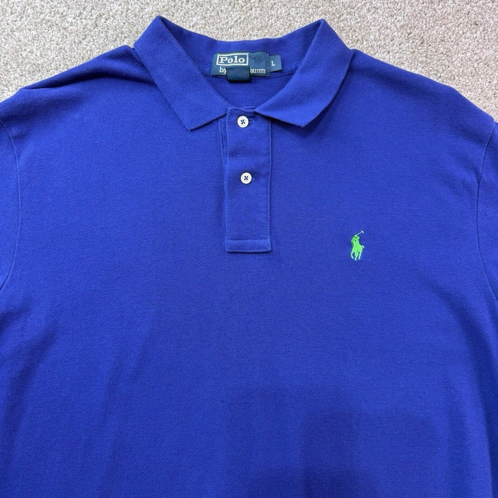 Polo Ralph Lauren Polo Shirt Men's Large Blue‎ Short Sleeve Classic Fit - Picture 2 of 13